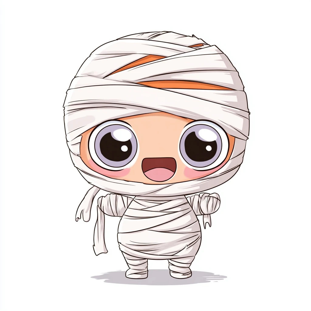驚いた表情のミイラのキャラクター